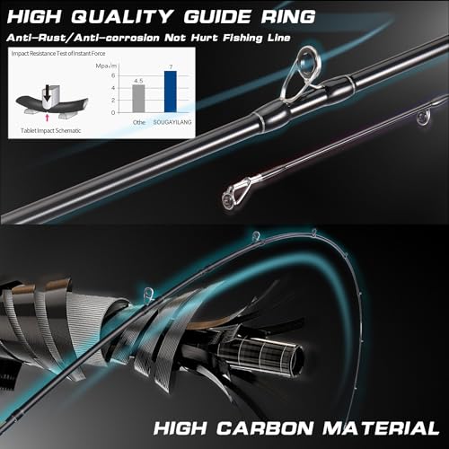 Sougayilang BD Fishing Rod and Reel Combos, Spinning & Casting Fishing Combo,30Ton+24Ton Graphite 2 Pc Fishing Poles with ...