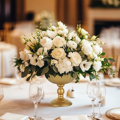 Sziqiqi Urn Vase for Wedding Centrepiece: 7.9in Gold Compote Bowl Vase Table Decorations - Floral Arrangement Pots Set of ...