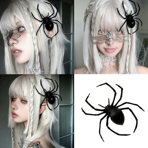 Halloween Theme Black Spiders Hairpin Hair Styling Accessory Strong Hold Barrette for Festival Cosplay Event Essential Hal...