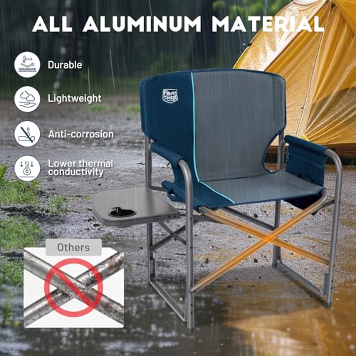 TIMBER RIDGE Aluminum Oversized Camping Chair, Lightweight Portable Directors Chair with Side Table Detachable Side Pocket...