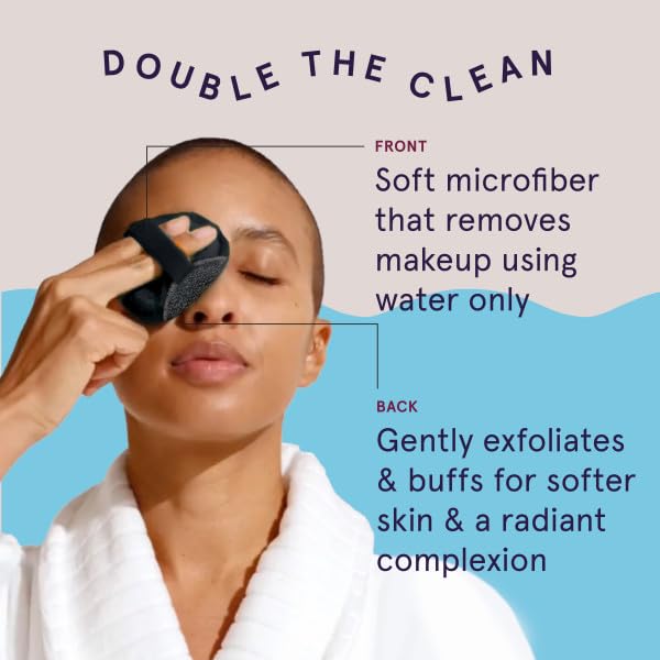 CleanLogic Bath & Body Charcoal Infused Exfoliating Dual-Texture Facial Pads, Face Sponges for Cleansing & Softening Sensitive S
