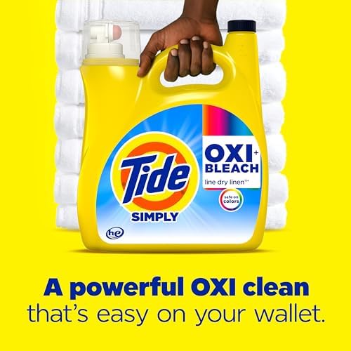 Tide Simply Oxi Boost + Bleach Alternative Laundry Detergent Soap, Safe on Colors, Whitens, Brightens, Line Dry Fresh Scent, 137 fl oz, 96 Loads