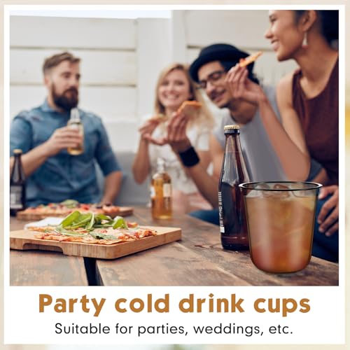 Ziliny 50 Pcs 12oz Disposable Stemless Glasses Crystal Plastic Wine Glasses Clear Classic Pet Cup for Meeting Weddings Bir...