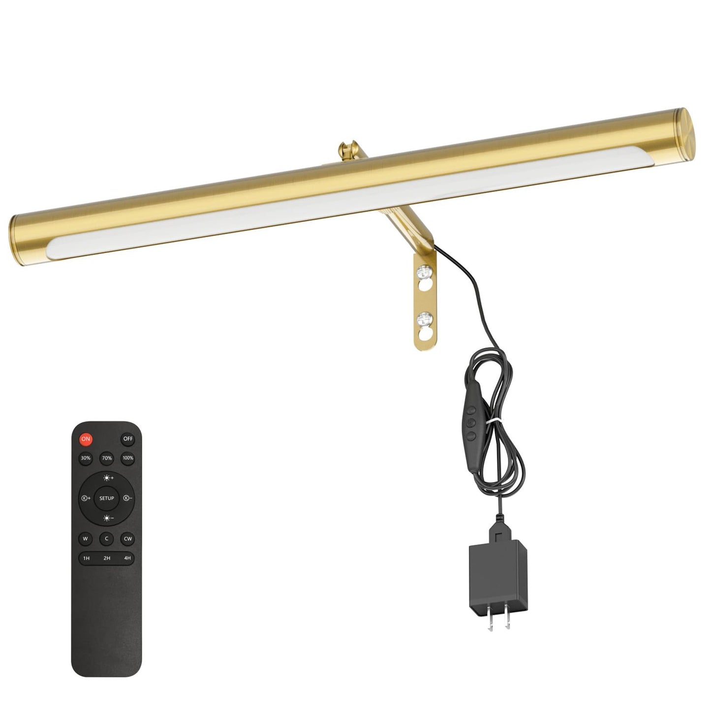 Coinmit Picture Lights for Paintings Plug in, 16" Adjustable LED Gold Picture Light Art Light, Remote Control Gallery Painting Wall Light for Picture Display Dartboard Art Work (Gold)