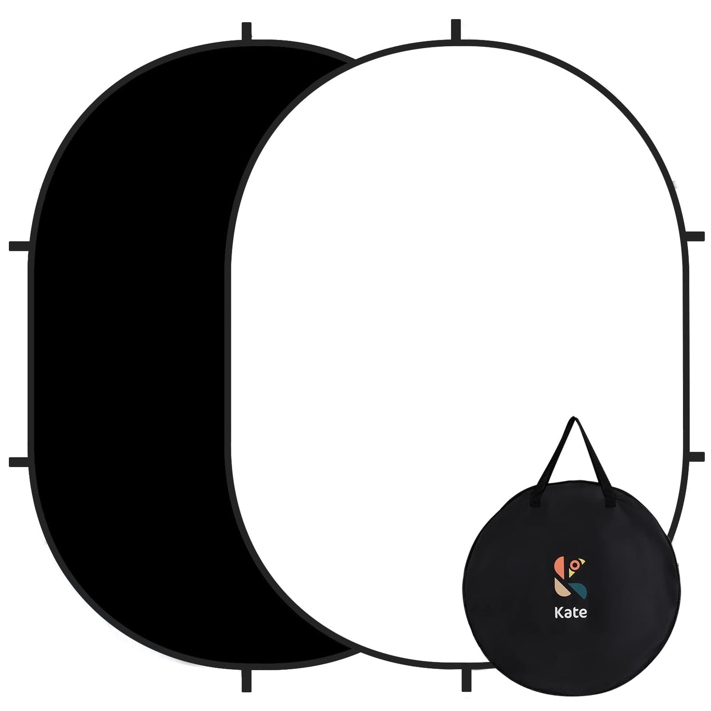 Kate Collapsible Backdrop Audition Backdrop for Headshot Photography,Video Conference,Live Streaming(5'x6.5',1.5x2m,Black/White)