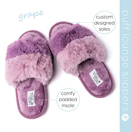 Hello Mello Cotton Candy Stylish Comfy Eco-Friendly Indoor Outdoor Super Plush Open Toe Puff Slippers for Women and Girls