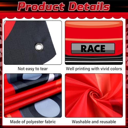 Race Car Birthday Party Decorations Racing Car Party Photo Booth Props Car Themed Photography Banner Backdrop Fabric Backg...
