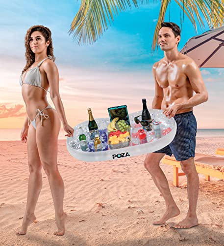 POZA Inflatable USA Pool Float - Luxurious Fun Lounger Filled with Sparkle Silver Stars Confetti, Cool USA Flag Design Wat...