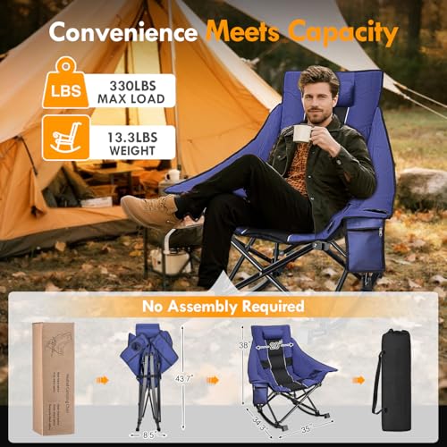Slendor Oversized Heated Camping Chair with 2000mAh Battery, Padded & Pillow Heated Rocking Chair, 3 Adjustable Heat Setti...