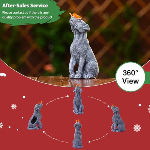 Goodeco Dog Statue with Solar Butterfly - Ideal Gifts for Dad, Mom or Birthdays, Beautifully Crafted Outdoor Decorations t...