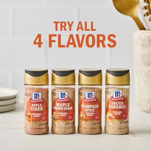 McCormick Finishing Sugar, Salted Caramel, Limited Edition, Creamy Caramel Flavor with a Touch of Salt, For Coffee, Ice Cream, Brownies, Popcorn, Hot Cocoa, and More, 3.81 oz