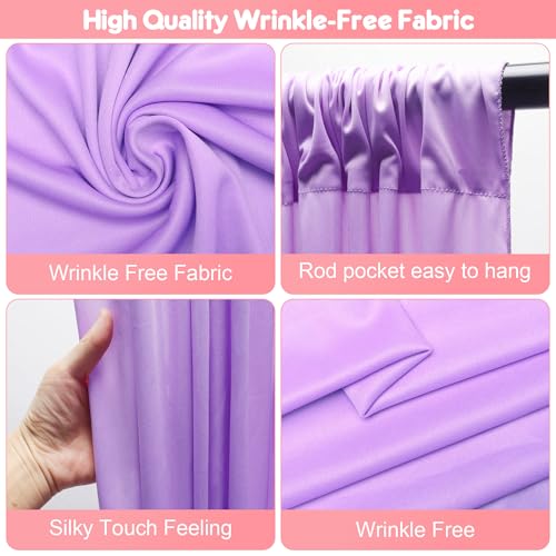 Asee'm 10x8FT Lavender Purple Backdrop Curtains for Parties, Polyester Photo Fabric Curtain Backdrop Drapes for Birthday W...