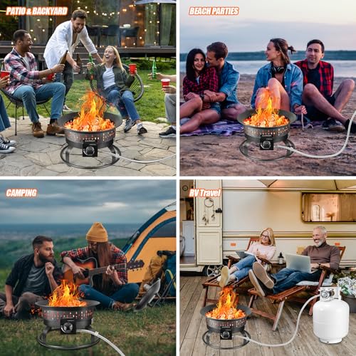GasBRUH Outdoor Portable Propane Fire Pit, 19-Inch,60,000 BTU with Cover&Carry Kit,Camping Propane Fire Pits,Gas Firebowl,...