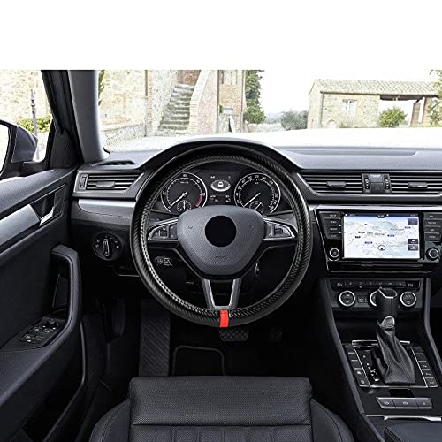 Q1-TECH, Steering Wheel Cover Pole Position Accent Sport Carbon Fiber Look Style for Car Truck SUV Universal 15 Inch Fitme...