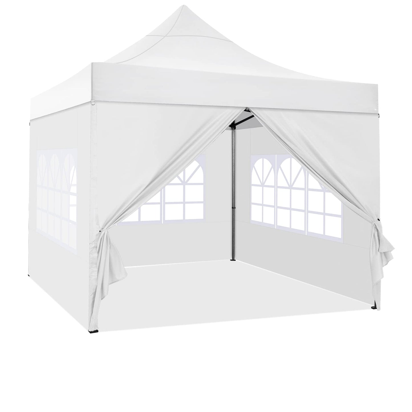 COBIZI 10x10 Pop Up Canopy with 4 Sidewall,Heavy Duty Canopy UPF 50+ All Season Wind Waterproof Commercial Outdoor Wedding Party Tents for Parties Canopy Gazebo with Roller Bag (10 x 10 ft White)