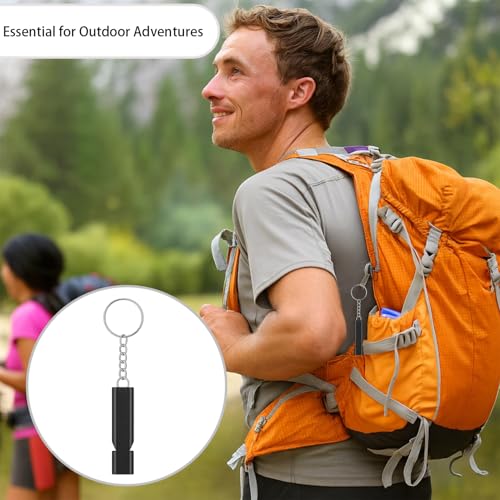 Premium Extra Loud Whistles for Camping Hiking Hunting Outdoors Sports and Emergency Situations, Sturdy but Light Aluminiu...