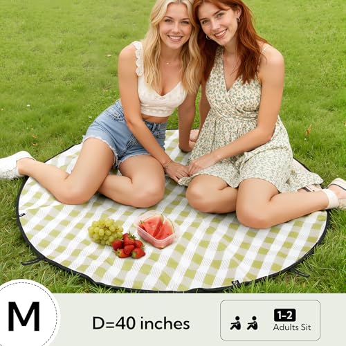 GRANNY SAYS 2-in-1 39¼”D Black Waterproof Picnic Blankets & Tote Bag, Medium Picnic Mat for Camping, Grass, and Park, Fold...