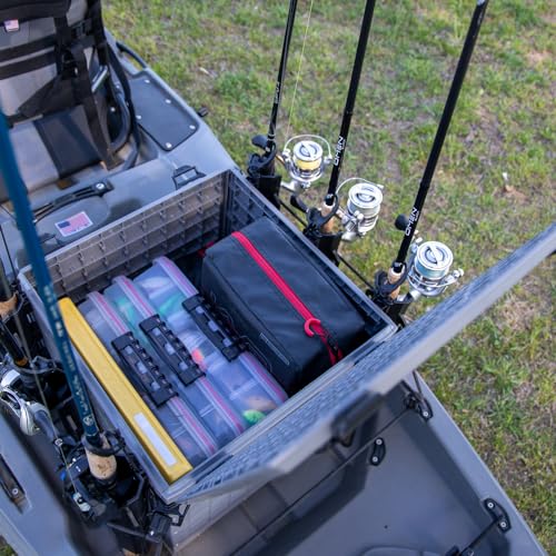 YakAttack BlackPak Pro 16" x 16" Kayak Fishing Crate with 6 Rod Holders - Battleship Grey | Tackle Storage Box & Fishing G...