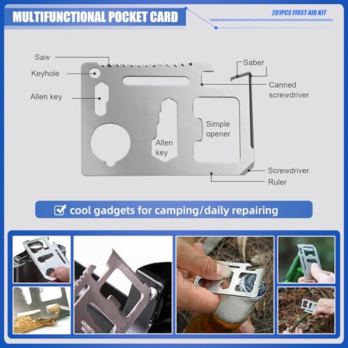 Mini Travel First Aid Kit, Emergency Kit with 201PCS First Aid Supplies and Waterproof Compact Bag, Survival Medical Kit f...