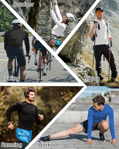 Roadbox Men's UPF 50+ Swim Rash Guard, Long Sleeve UV Sun Protection SPF Water Shirts Quick Dry for Outdoor Fishing Hiking