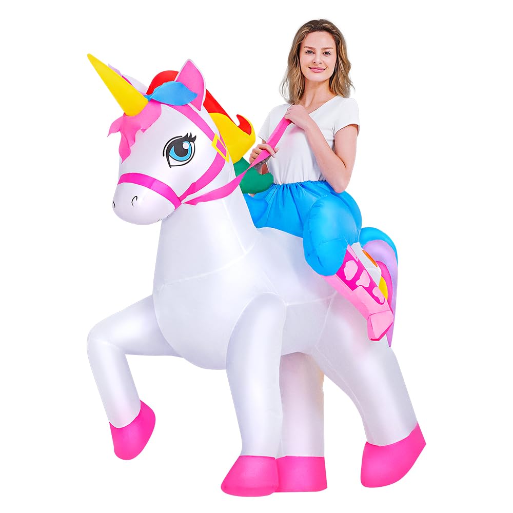 KOOY 2025 Inflatable Unicorn Costume Adult, Blow Up Ride On Unicorn Costume Funny Halloween Costumes Party, Halloween Costumes for Women Christmas