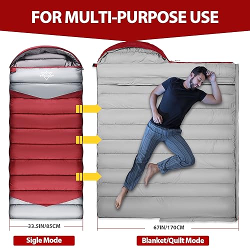 ETGLCOZY Sleeping Bag for Adults Cold Weather & Warm, Lightweight Backpacking Camping Hiking Essentials Gear for Kids 10-1...