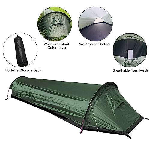 Funien Ultralight Single Person 4 Season Backpacking Tent, Windproof & Waterproof, Modern Style, Easy Setup with Aluminum ...