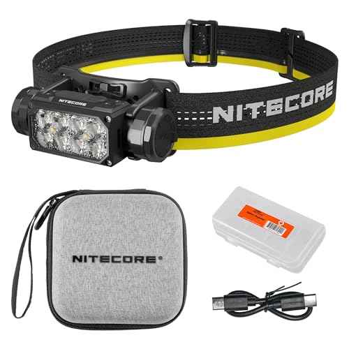 Nitecore HC65 UHE Headlamp, 2000 Lumen Max Heavy Duty Metal, USB-C Rechargeable with White, Red, and Reading Lights for Camping, Hiking, Hunting, and Industrial Works with LumenTac Organizer (Black)