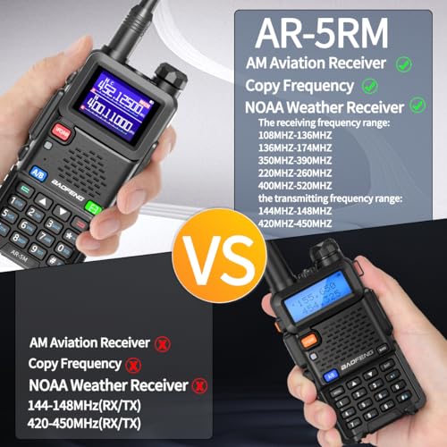 Baofeng Radio Handheld Ham Radios Long Range Rechargeable Walkie Talkies AR-5RM 10W NOAA Weather Tactical Two Way Radio wi...