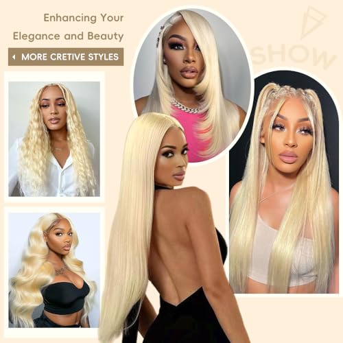 26 Inch Blonde Lace Front Wigs Human Hair Pre Plucked 613 Lace Front Wig Human Hair 200% Density Straight Blonde Wig with Baby Hair for Women