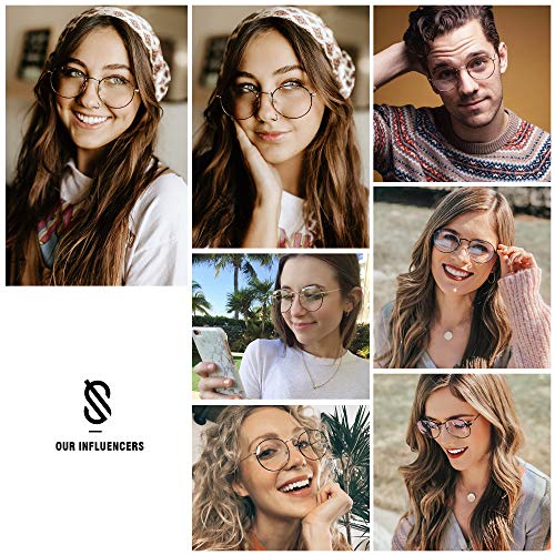 SOJOS Blue Light Blocking Computer Glasses Round Eyewear Anti Blue Light Lens Preppy Chic SJ5024B