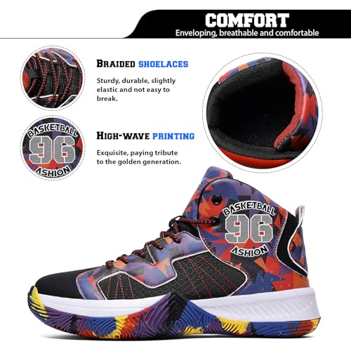 ASHION Mens Basketball Shoes High Top Streetball Lightweight Outdoor Sneakers Cushioning Shoes for Team Sports Athletic