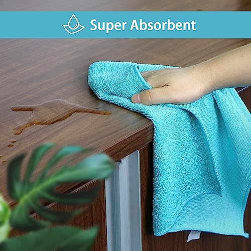 HOMEXCEL Microfiber Cleaning Cloth,12 Pack Cleaning Rags, Cleaning Towels with 4 Color Assorted, 11.5"X11.5"(Green/Blue/Ye...
