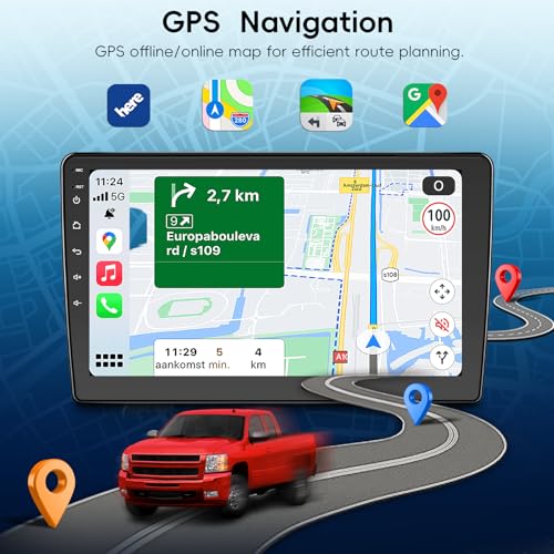 Car Radio Stereo for Chevy Silverado 2007-2013 GMC Sierra Yukon,2+64G Android 13 Touch Screen Radio with Wireless CarPlay ...