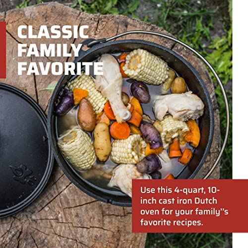 Camp Chef SDO10 10" Double Black Seasoned Cast Iron Dutch Oven with Lid