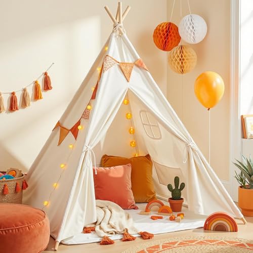 wilwolfer Kids Teepee Tent for Girls or Boys with Carry Case, Foldable Play Tent for Toddler Suit for Indoor and Outdoor P...