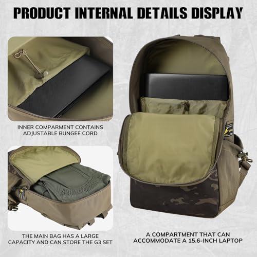 VOTAGOO GEAR Tactical Backpack with Carbon Frame,15L Daypack 500D Durable Water-Resistant Pack W/ 16" Laptop Sleeve Multip...