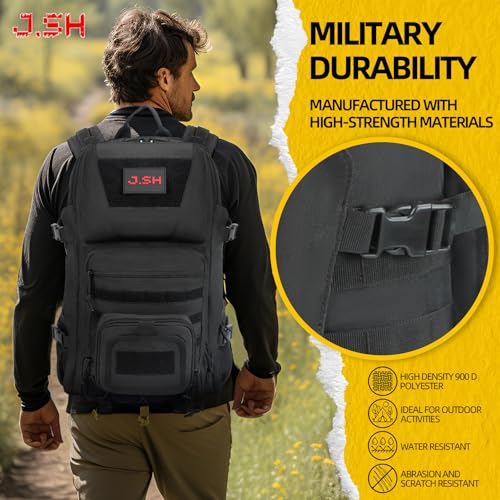 J.SH Military Tactical Backpack for Men Heavy Duty Hiking Rucksack Army MOLLE System 50L Large Capacity Backpack Waterproo...
