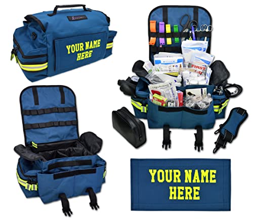Lightning X Personalized First Responder EMT EMS Trauma Bag w/Stocked First Aid Fill Kit B & Custom Embroidered Name Patch...