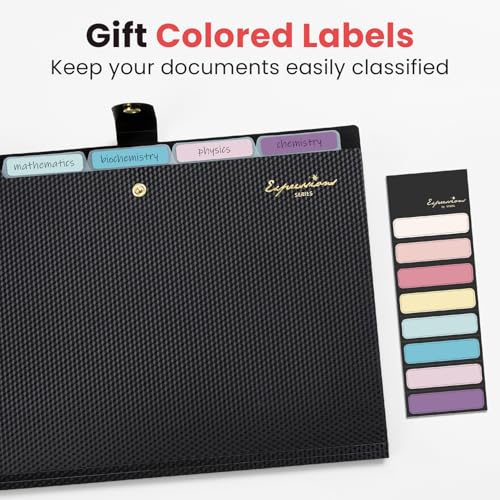 Sooez Accordion File Organizer, Letter Size Expanding File Folder with Labels, 5 Pocket Folders for Documents, Portable Pa...