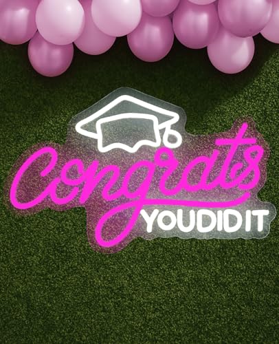 AceList Congrats Grad Neon Sign, LED lights for Backdrop Graduation Party Wall Decor Dimmable Prom Congratulations Neon Si...