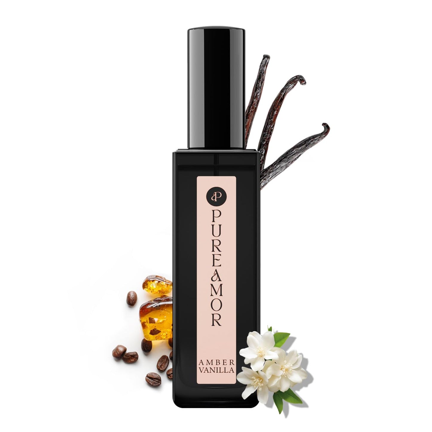 PUREAMOR Amber Vanilla Perfume for Women, Coffee Scented Fragrance with Warm Amber & Sweet Vanilla Notes, Long Lasting Extrait de Parfum, Advanced Fragrance Travel Size 0.7 oz Eau de Parfum Spray