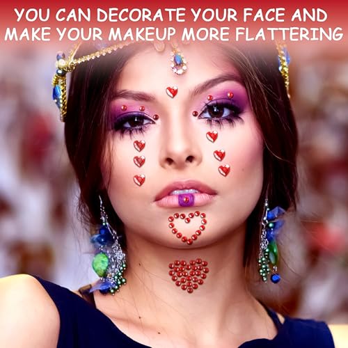 Self Adhesive Face Gems Stickers, Face Eye Jewels Rhinestones Festival Essentials Rave Accessories Rhinestone Stickers for...