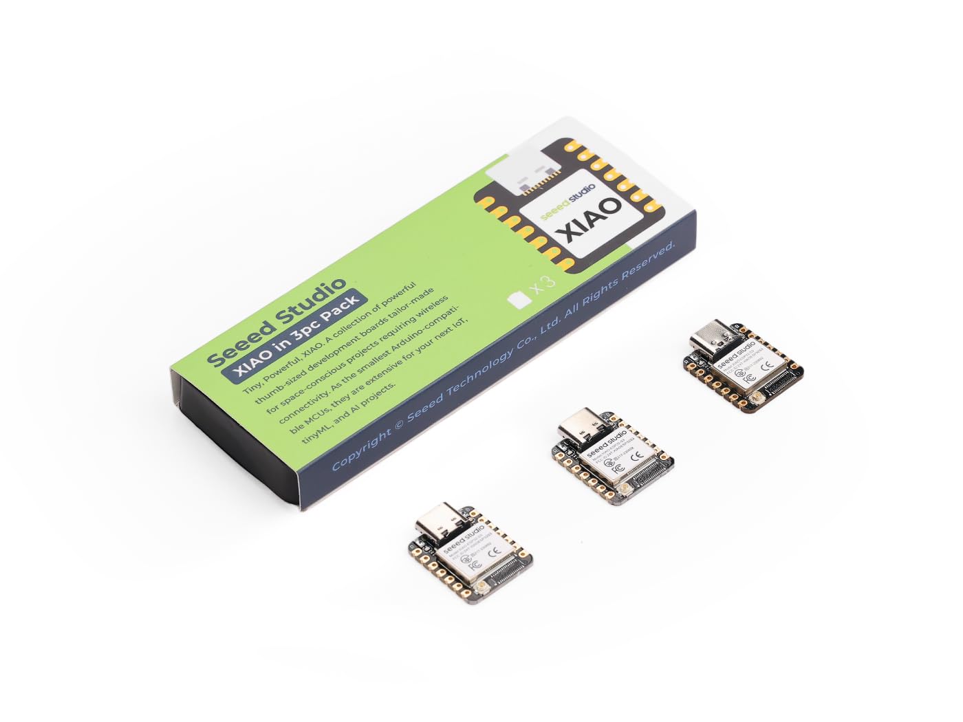 XIAO ESP32S3 3PCS Pack- 2.4GHz WiFi, BLE 5.0, 8MB PSRAM, 8MB Flash, Dual-core, Battery Charge Supported, Power Efficiency and Rich Interface, Ideal for Smart Homes, IoT, Wearable Devices, Robotics.