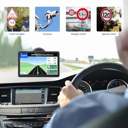 Car GPS Navigation, 2025 Map 7 inch Touch Screen Car GPS, Voice Turn Direction Guidance, Support Speed and Red Light Warni...
