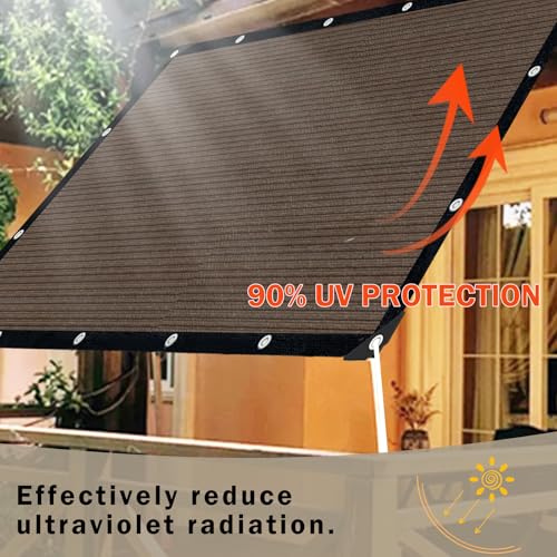 IMSGVIFO Mocha Sun Shade Cloth,Pergola Shade Cover with Reinforced Grommets,90% Shade Fabric Fence Privacy Screen Balcony,...