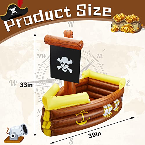 Cunhill Inflatable Pirate Ship Cooler Halloween Inflatable Cooler for Birthday Gasparilla Party Decorations Pool Party Sup...