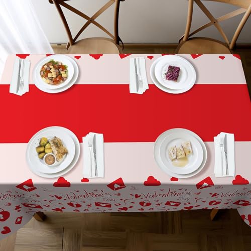 Childom Valentines Day Tablecloth for Valentines Day Decorations Party,3 Pack Disposable Plastic Valentines Table Cloths 5...