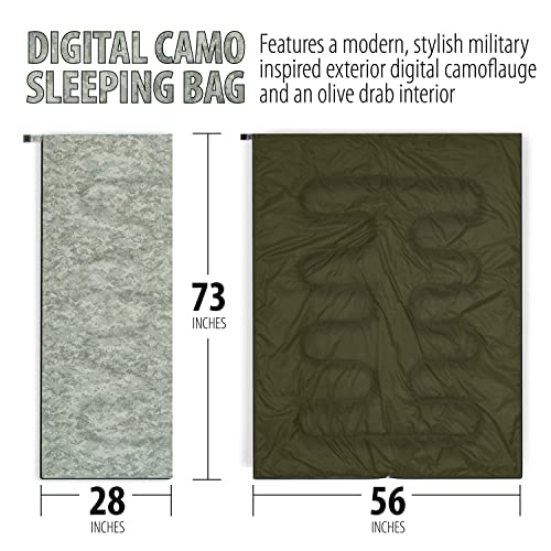 Maxam Sleeping Bag, 28 x 73", Olive Drab