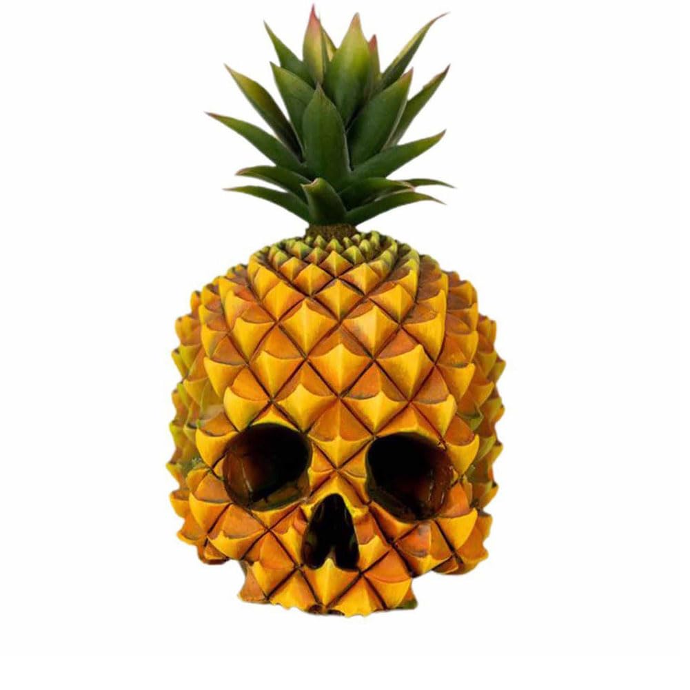 LOGUTIA Pineapple Skull Decor - Scary Skull Sculpture Halloween Statue - Resin Crafts for Decoration